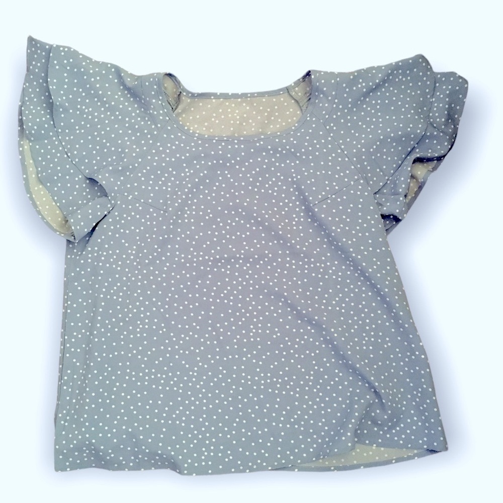 Light Blue Polka Dot Ruffle Shirt